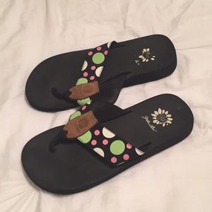 Yellow Box flip flops